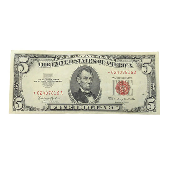 1963 $5 Legal Tender Star Note (AU Details)