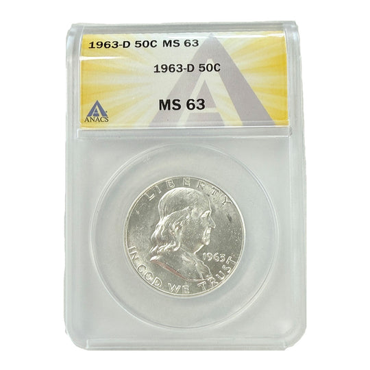 1963-D Franklin Half Dollar ANACS MS63