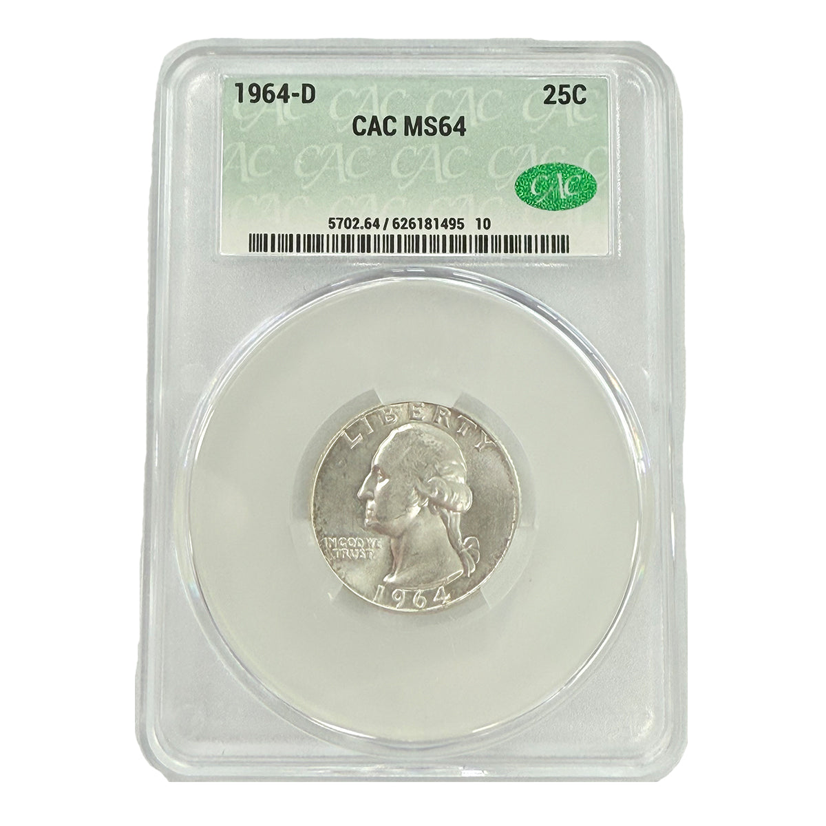 1964-D Washington Quarter CAC MS64