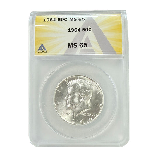 1964 Kennedy Half Dollar ANACS MS65