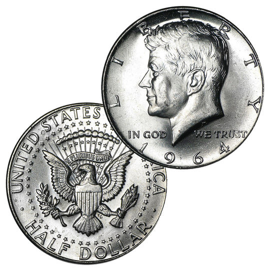 90% Silver 1964 Kennedy Half Dollars ($1 FV) (BU)