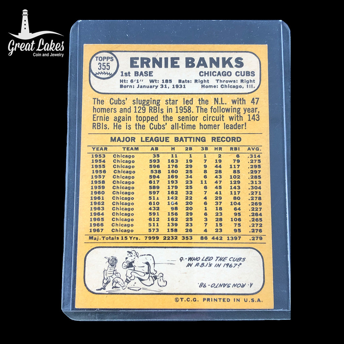 1968 Topps Ernie Banks Card #355