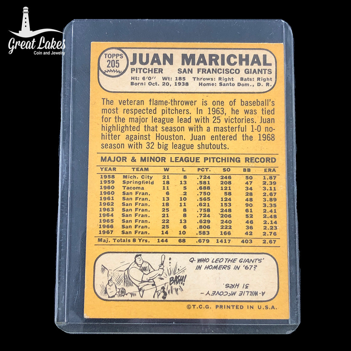 1968 Topps Juan Marichal Card #205