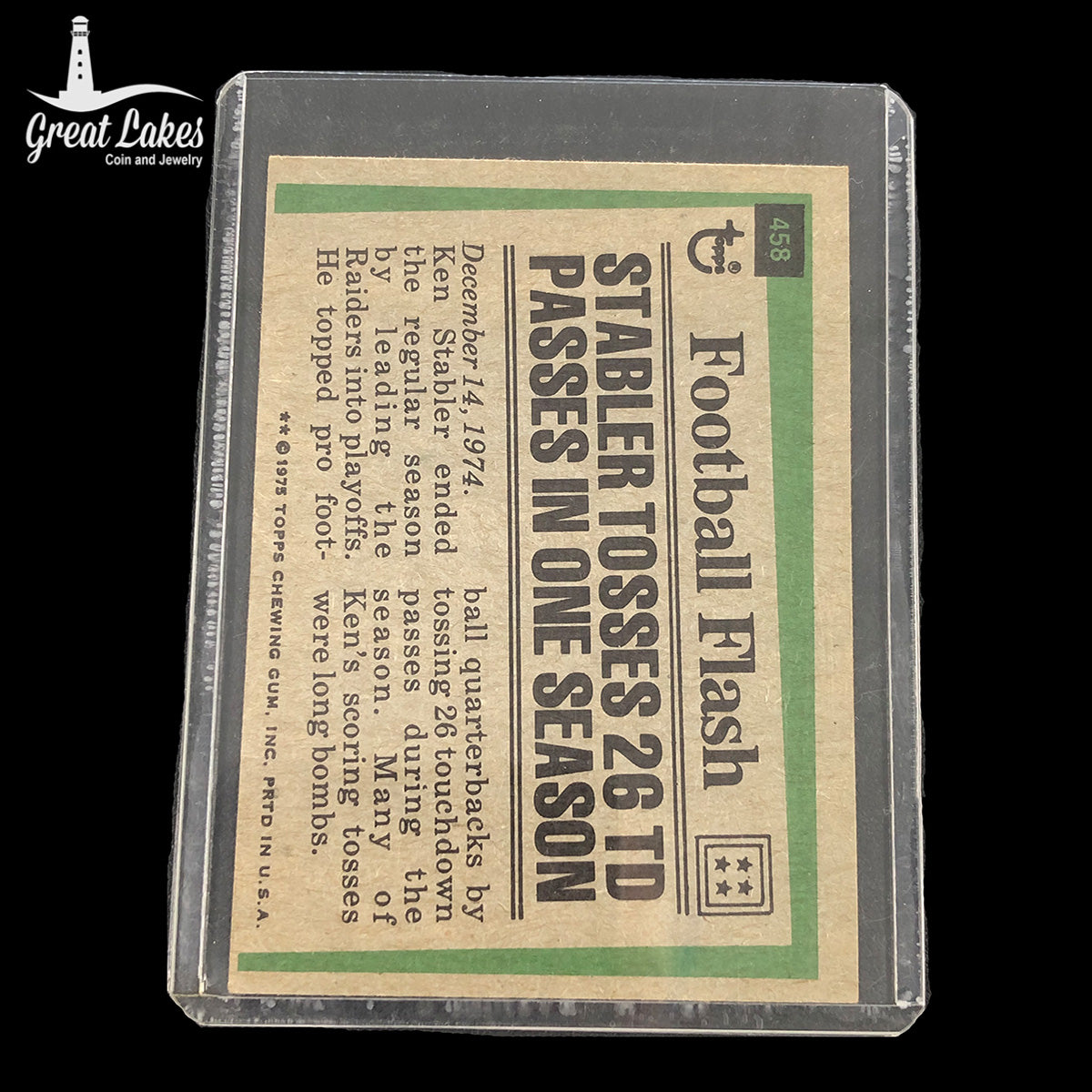 1975 Topps Ken Stabler Card #458