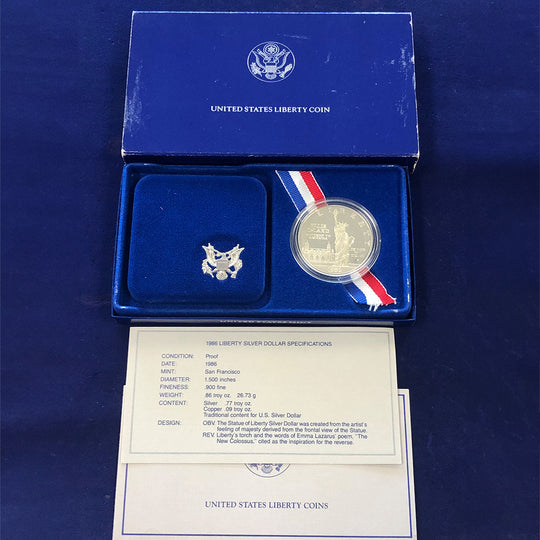 1986-S Statue of Liberty $1 Silver Commemorative Proof (With Box & CoA)