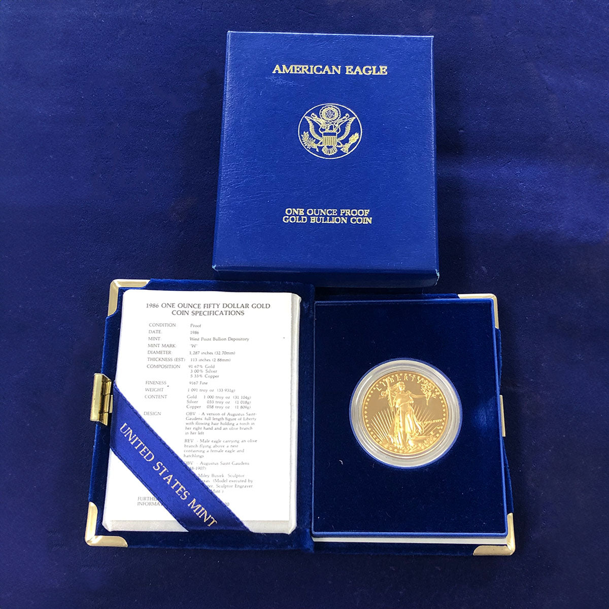 1986-W Proof 1 oz American Gold Eagle (With Box & CoA)