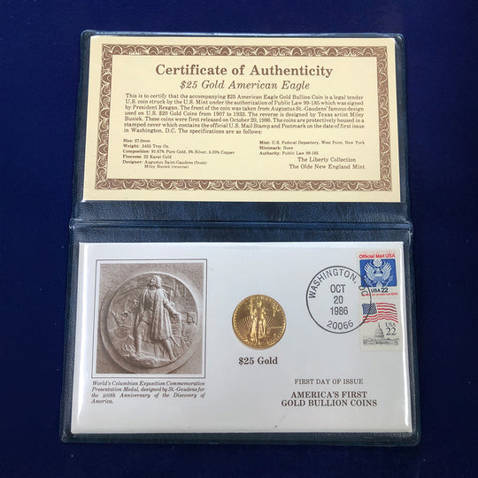 1986 1/2 oz American Gold Eagle First Day of Issue