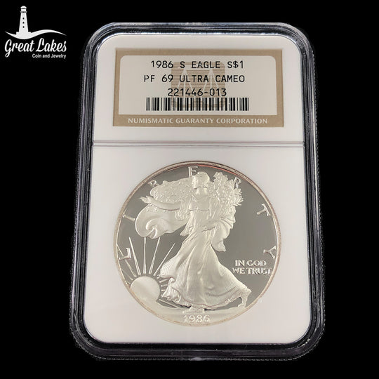 1986 Proof 1 oz American Silver Eagle NGC PF69 Ultra Cameo