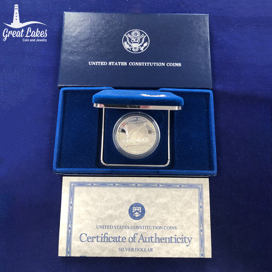 1987-S Constitution Commemorative Proof Dollar (With Box & CoA)