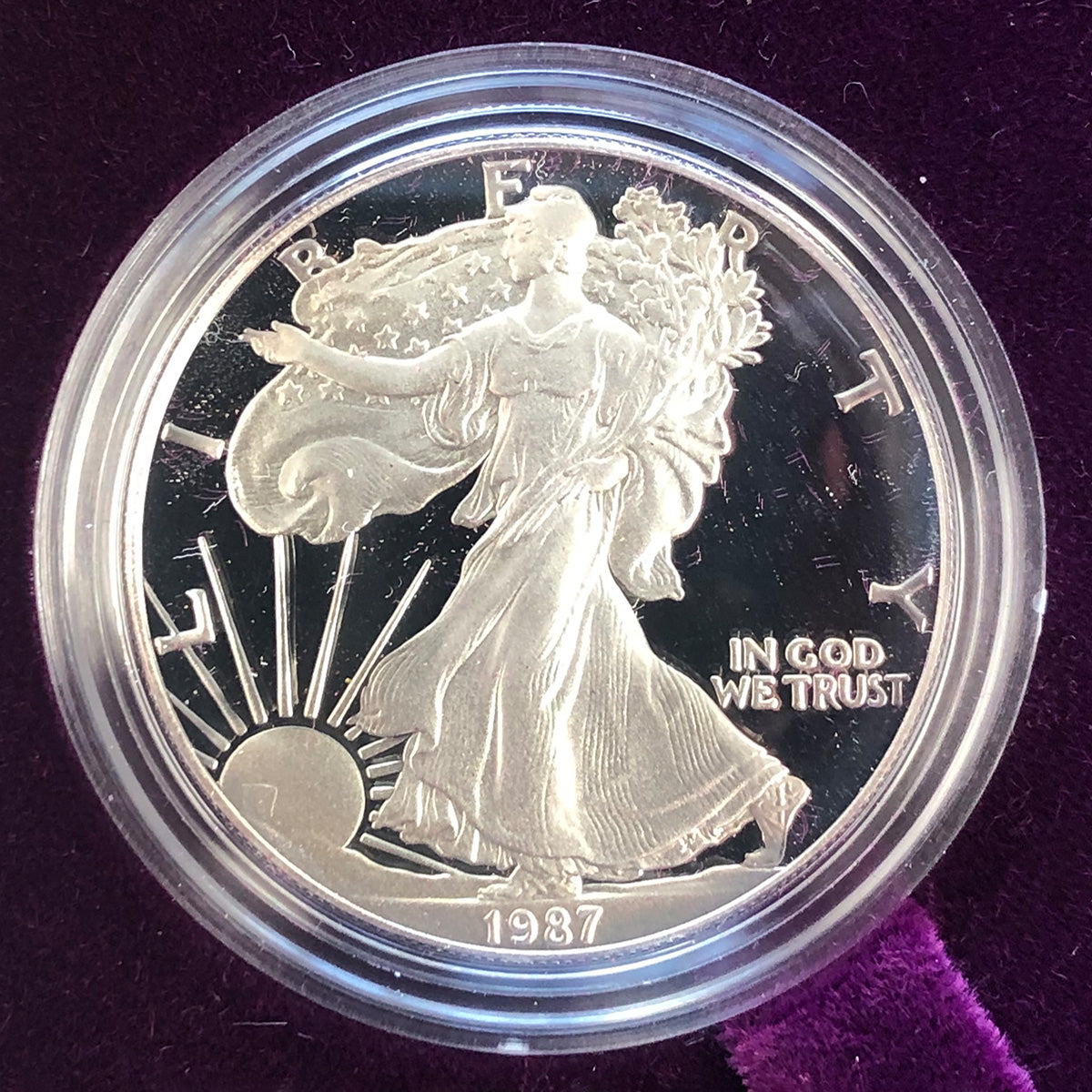 1987-S Proof American Silver Eagle (With Box & CoA)