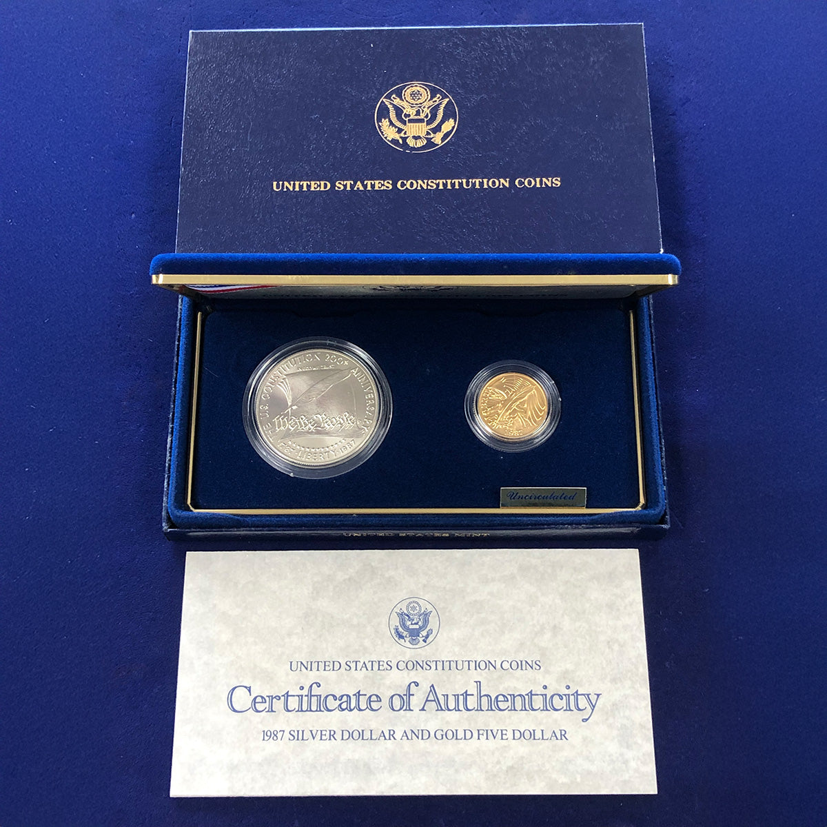 1987 Two Coin Commemorative Constitution Proof Set (With Box & CoA)