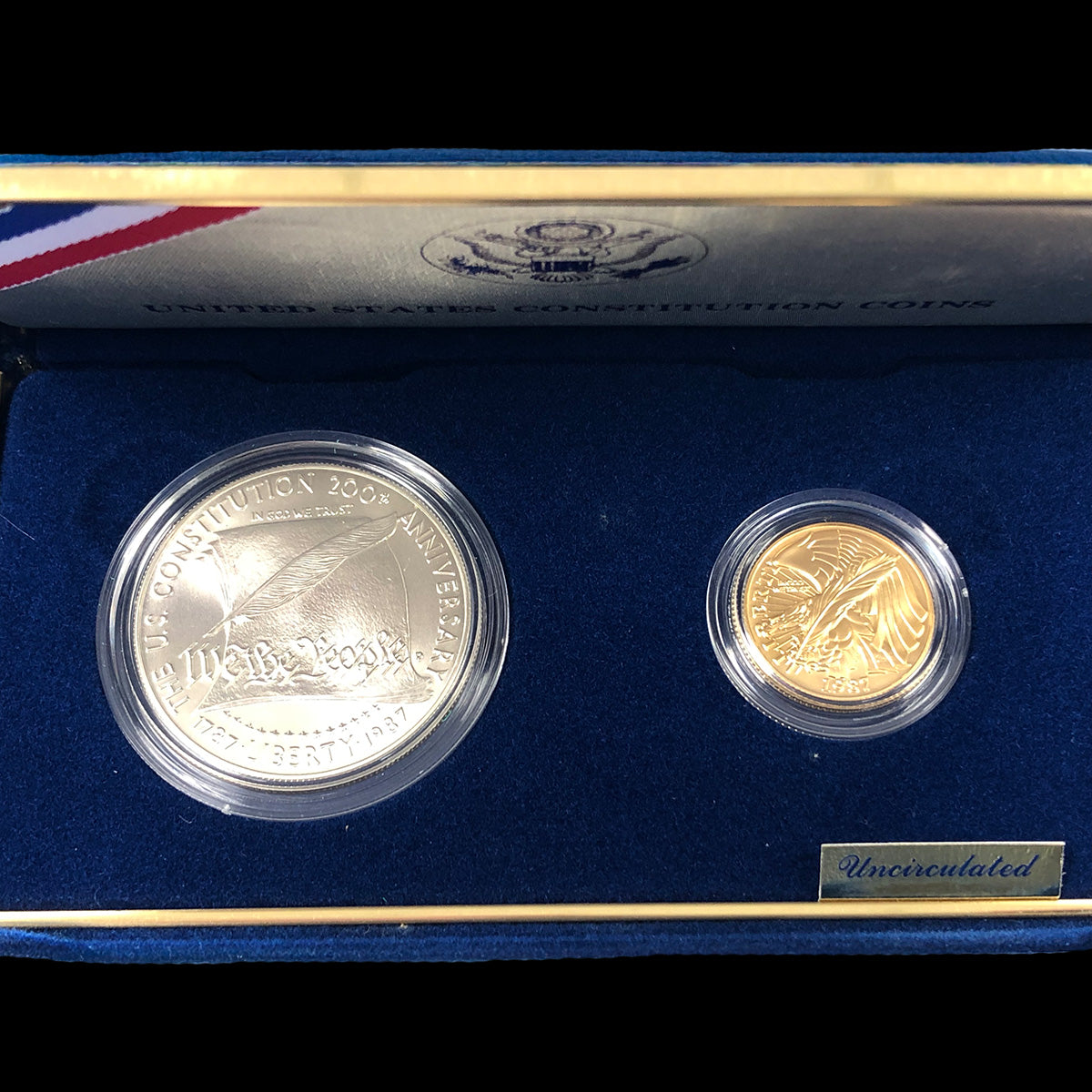 1987 Two Coin Commemorative Constitution Proof Set (With Box & CoA)