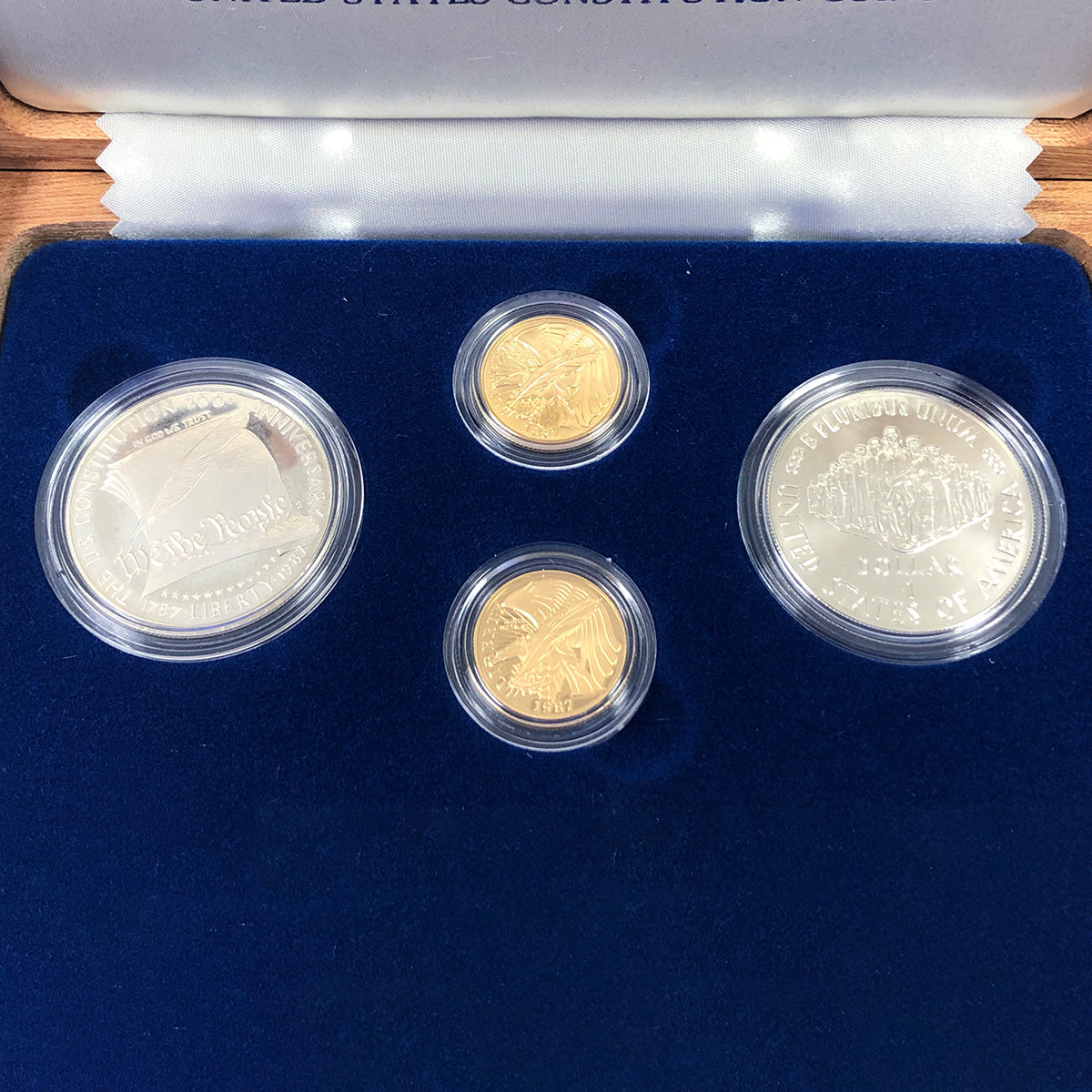1987 Four Coin Commemorative Constitution Set BU & Proof (With Box & CoA)