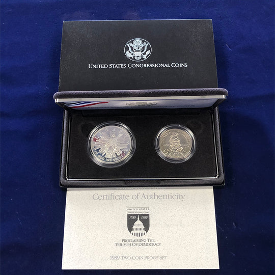 1989-S Two Piece Congressional Proof Set (with Box & CoA)
