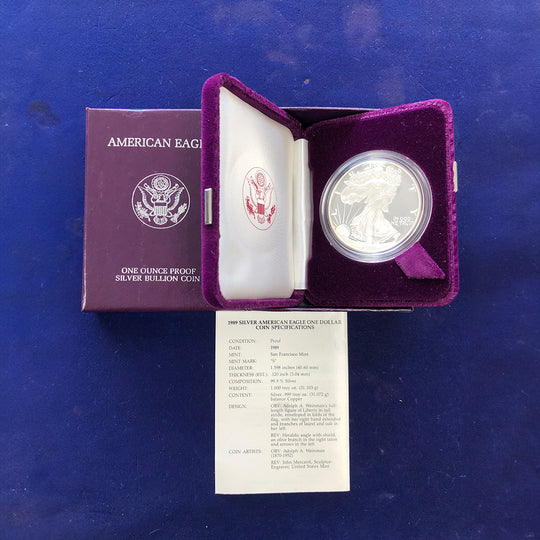 1989-S Proof American Silver Eagle (With Box & CoA)