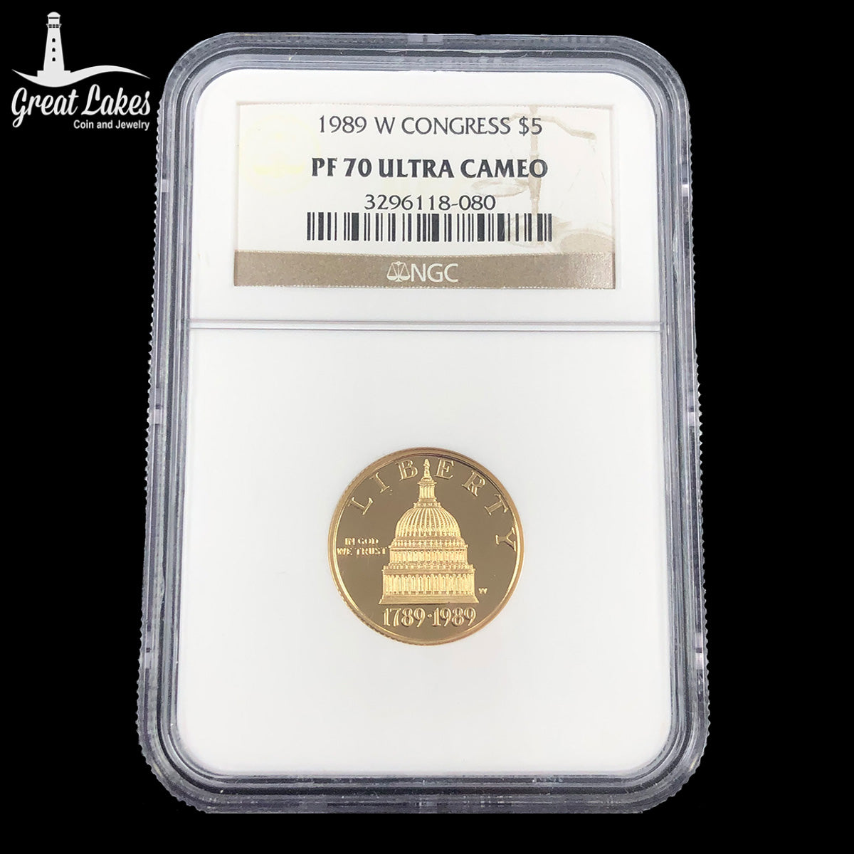 1989-W $5 Congress Commemorative Gold NGC PF 70 Ultra Cameo