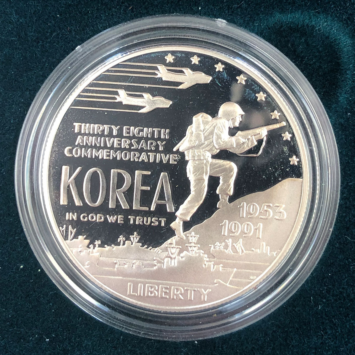 1991-P Korean War Memorial Proof Commemorative Silver Dollar (With Box &amp; CoA)