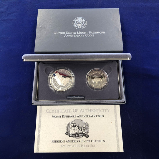 1991-S Mount Rushmore $1 Silver Commemorative Proof (With Box & CoA)
