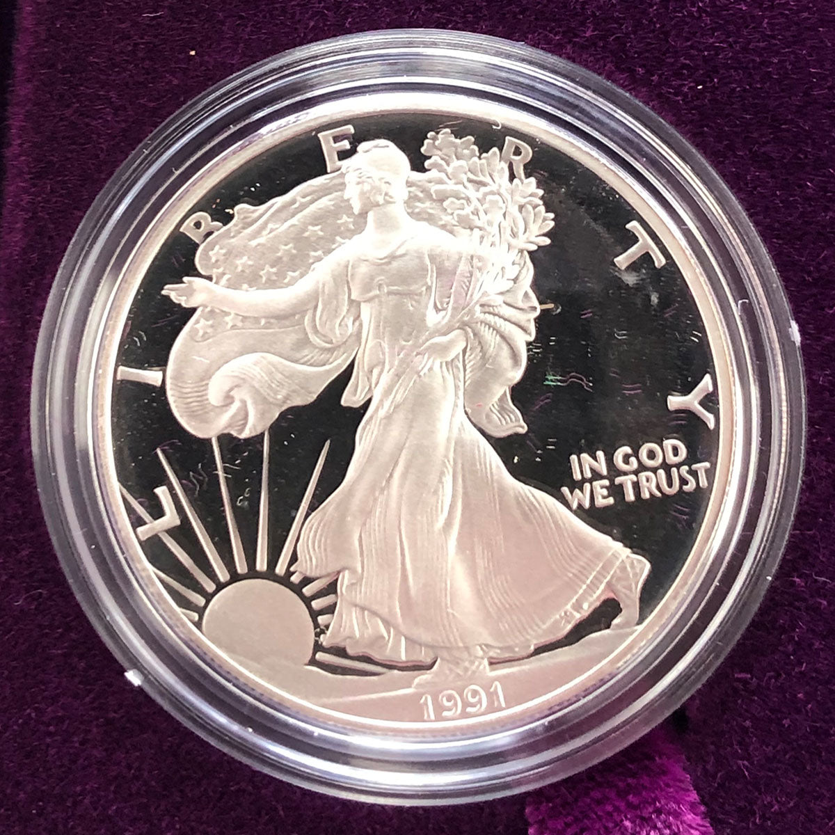 1991 Proof American Silver Eagle (With Box &amp; CoA)