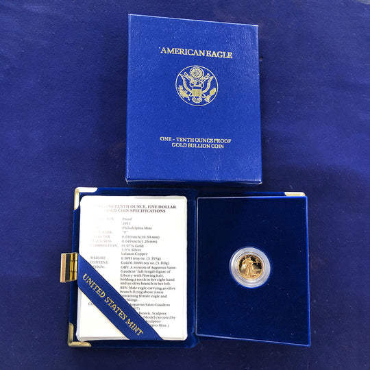 1991 Proof 1/10 American Gold Eagle (With Box & CoA)