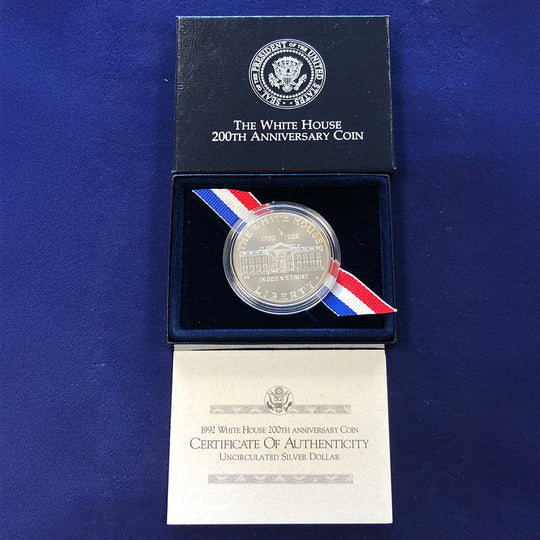 1992-D White House $1 Silver Commemorative (Unc) (With Box & CoA)