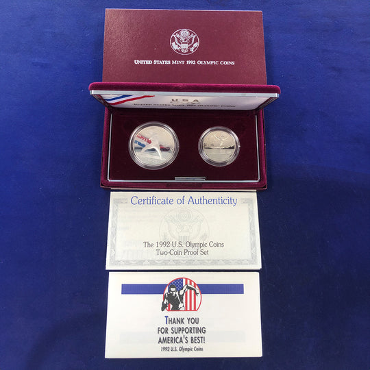 1992-S Two Piece U.S. Olympic Commemorative Proof Set (With Box & CoA)