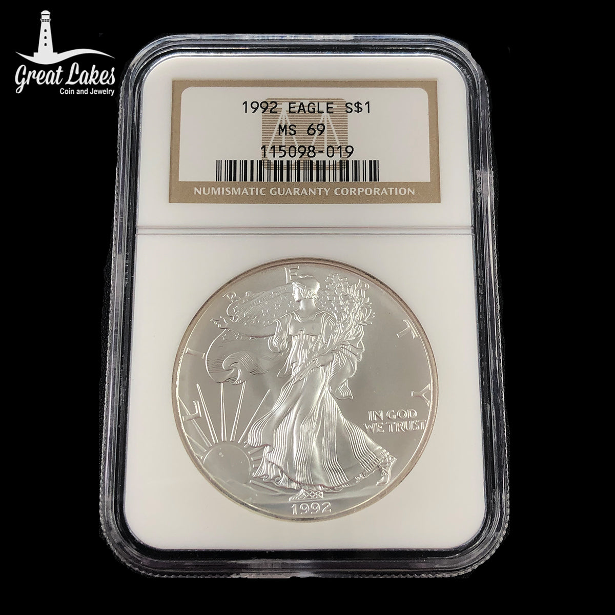 1992 1 oz American Silver Eagle NGC MS69