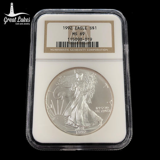 1992 1 oz American Silver Eagle NGC MS69