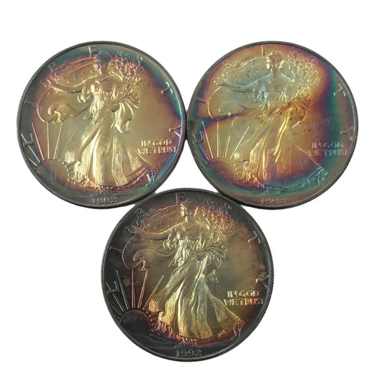 Lot of 3 1992 1 oz American Silver Eagles