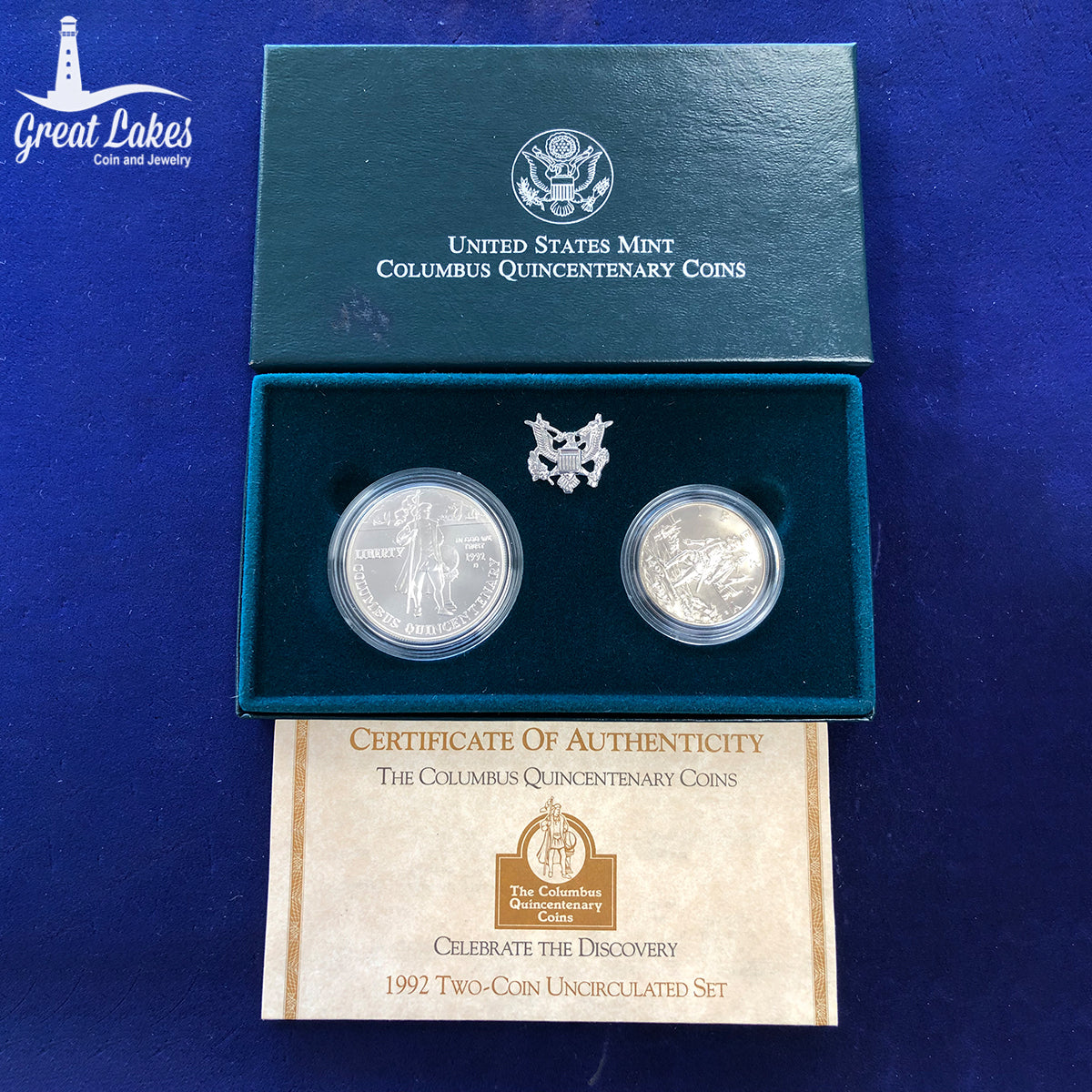 1992 Two Piece Columbus Quincentenary Uncirculated Set (With Box & CoA)