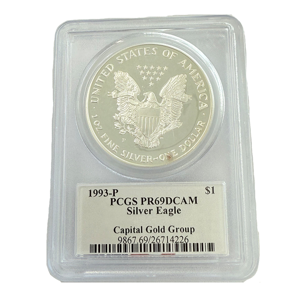1993-P 1 oz American Silver Eagle PCGS PR69 DCAM