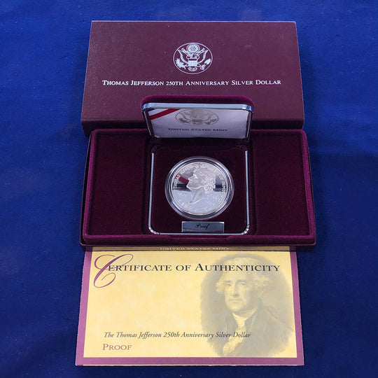 1993-S $1 Thomas Jefferson Silver Commemorative Proof (with Box & CoA)