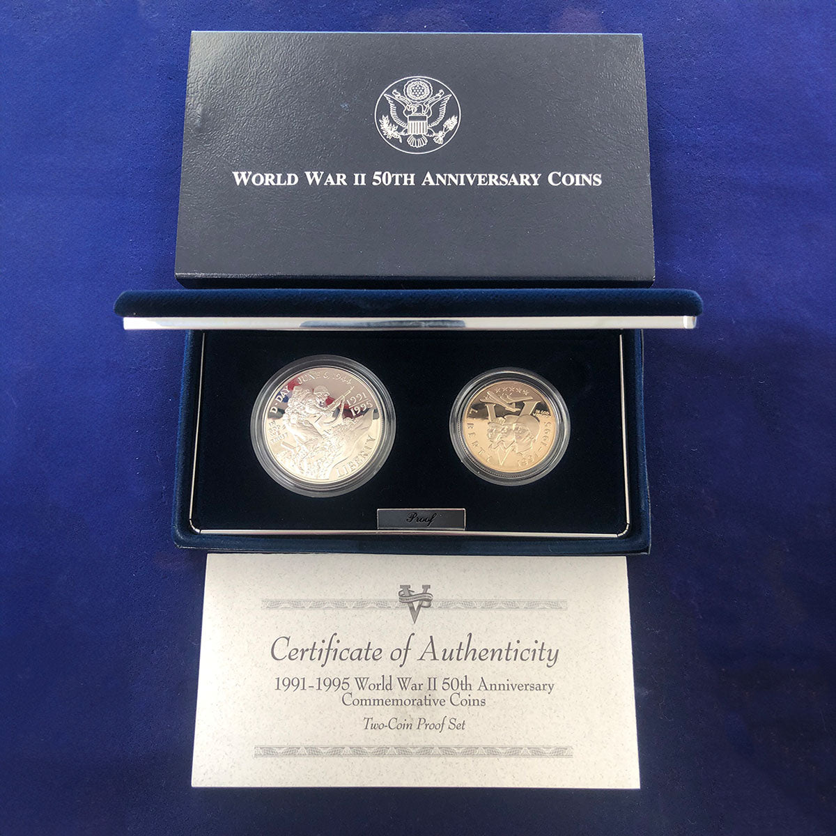 1993 2 Coin World War II Proof Set (With Box &amp; CoA)