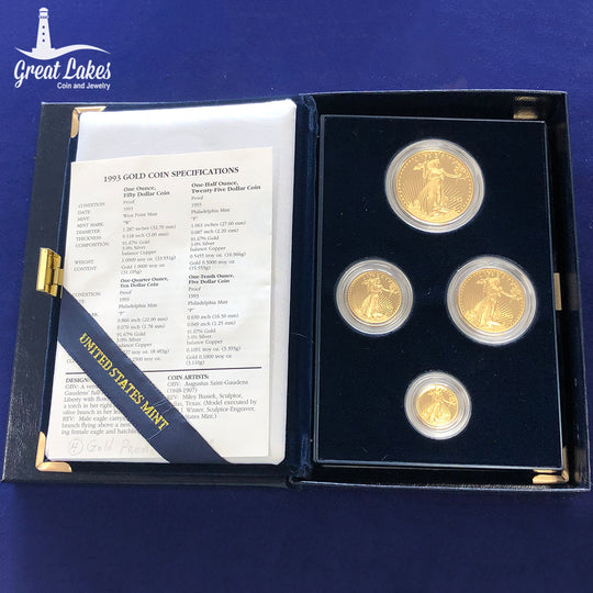 1993 Four Coin Proof American Gold Eagle Set (With Box & CoA)