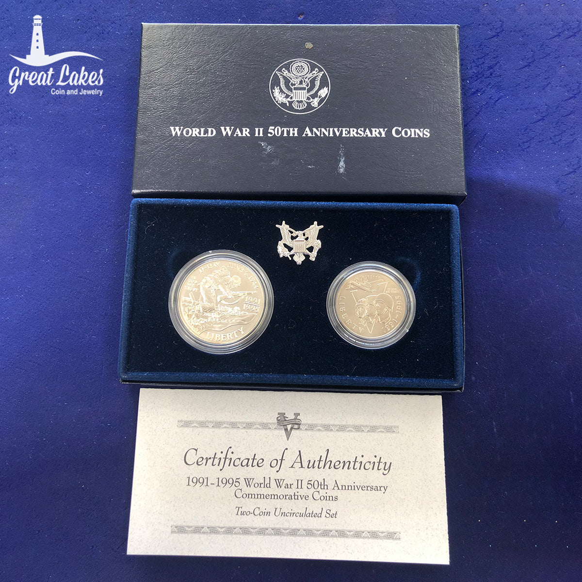 1991-1995 Two Coin World War II Uncirculated Set (With Box & CoA)