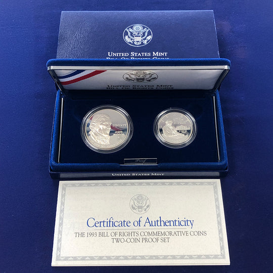 1993-S Two Piece Bill of Rights Proof Set (With Box & CoA)