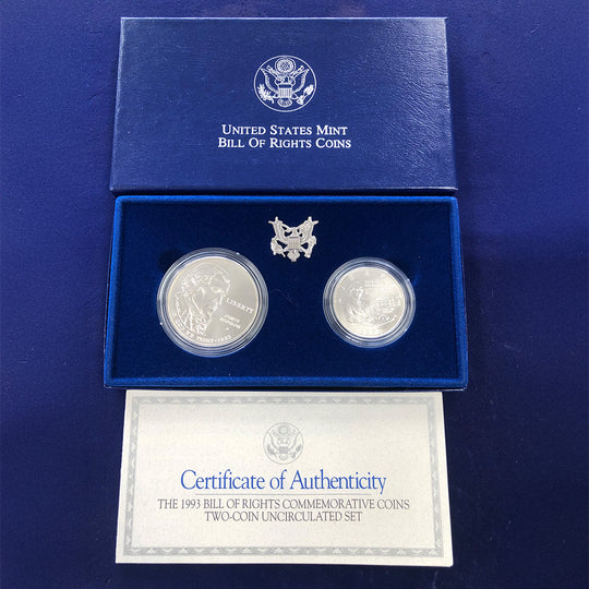1993 Two Coin Bill of Rights Uncirculated Set (With Box & CoA)