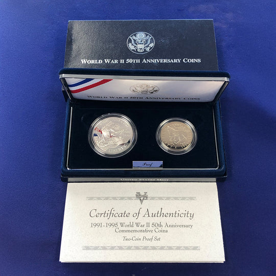 1993 2 Coin World War II Proof Set (With Box & CoA)