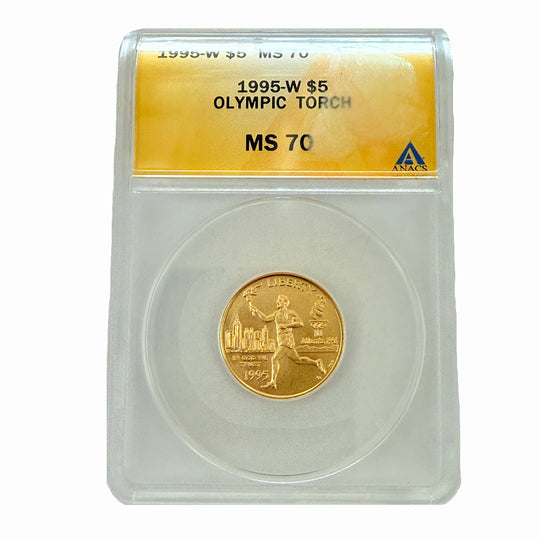 1995-W $5 Gold Commemorative Olympic Torch ANACS MS70
