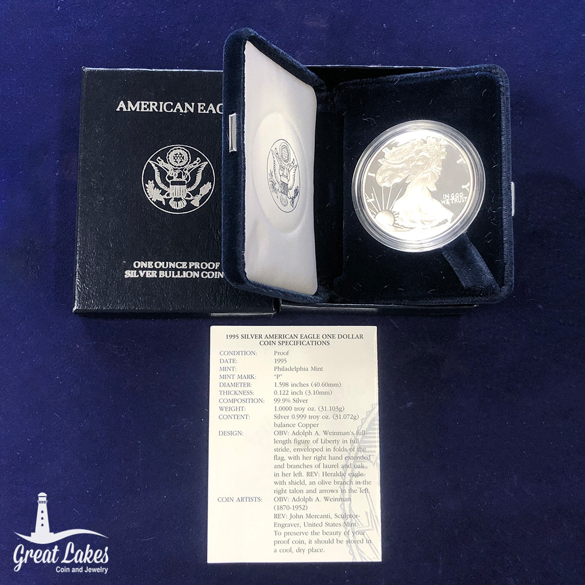 1995 Proof American Silver Eagle (With Box & CoA)