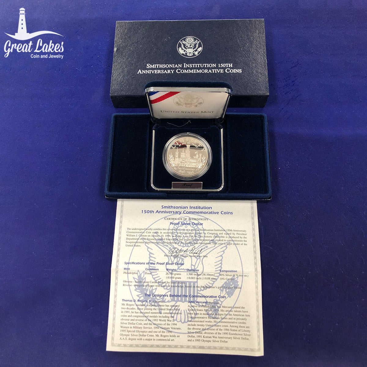 1996-P $1 Smithsonian Commemorative Proof (With Box &amp; CoA)