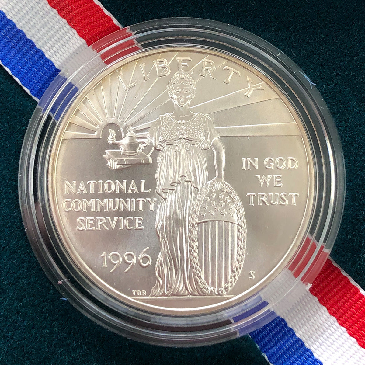 1996-S National Community Service Uncirculated Silver Dollar (With Box &amp; CoA)