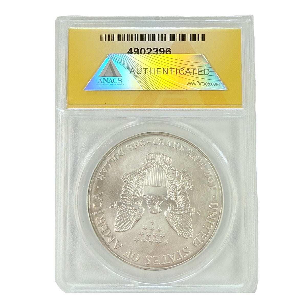 1996 1 oz American Silver Eagle ANACS MS65