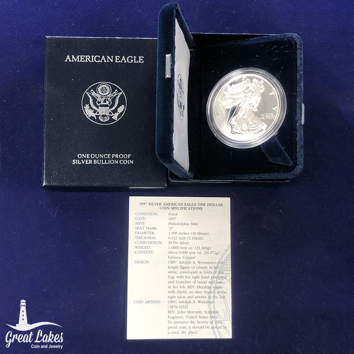 1997 Proof American Silver Eagle (With Box & CoA)