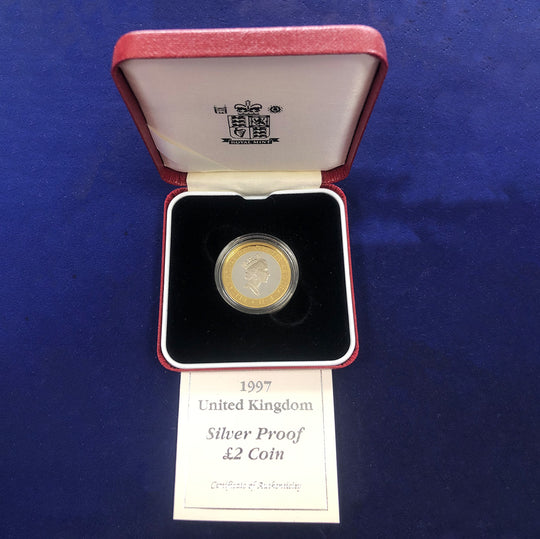 1997 British Proof 2 Pound Silver Coin (With Box & CoA)