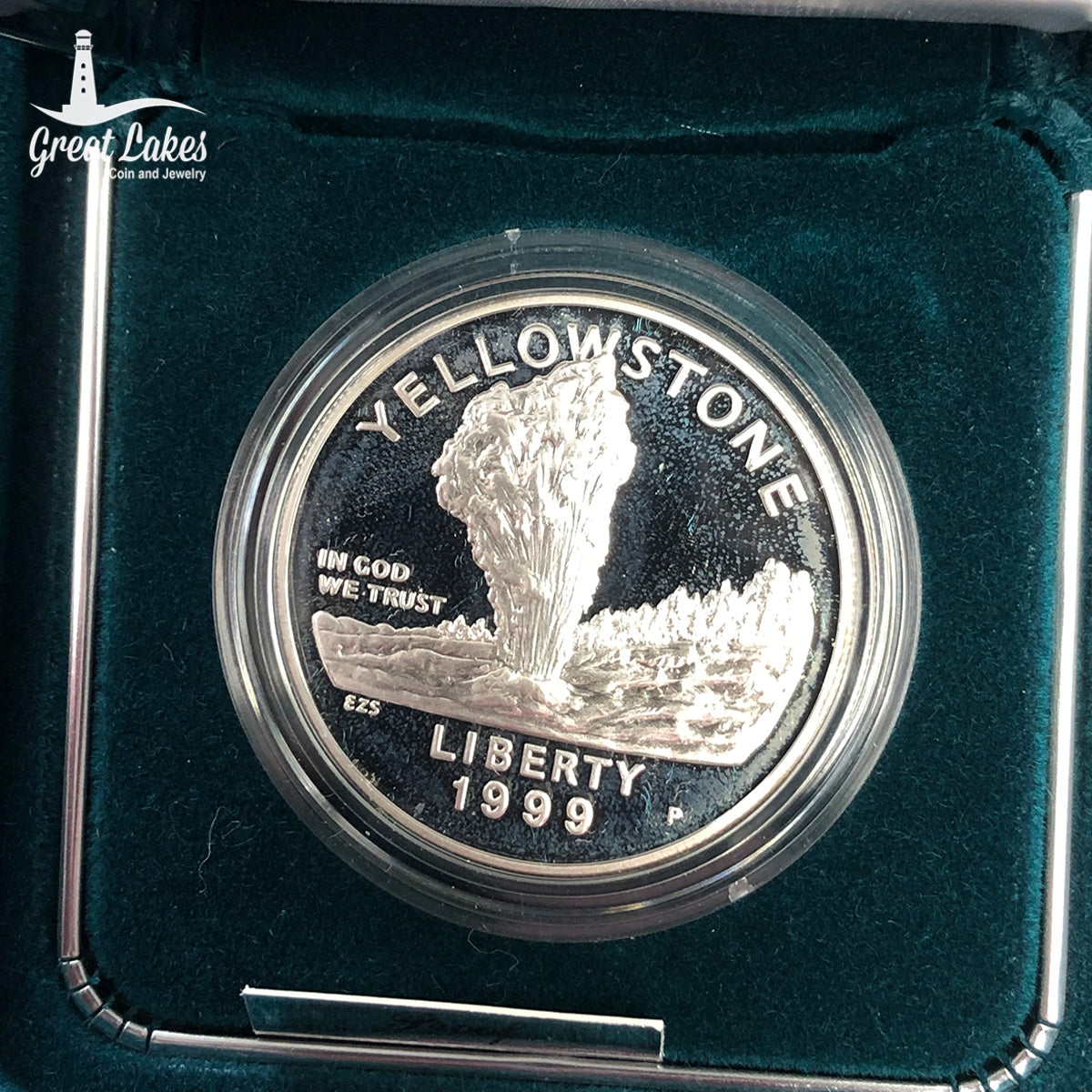 1999-P Yellowstone Proof Commemorative Silver Dollar (With Box &amp; CoA)