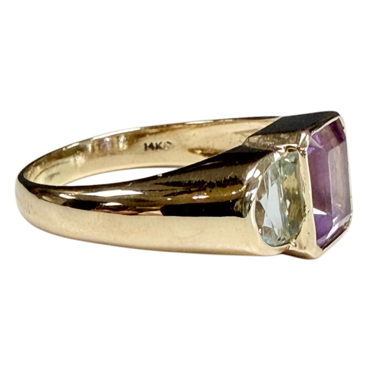 14k Gold Amethyst & Aquamarine Ring