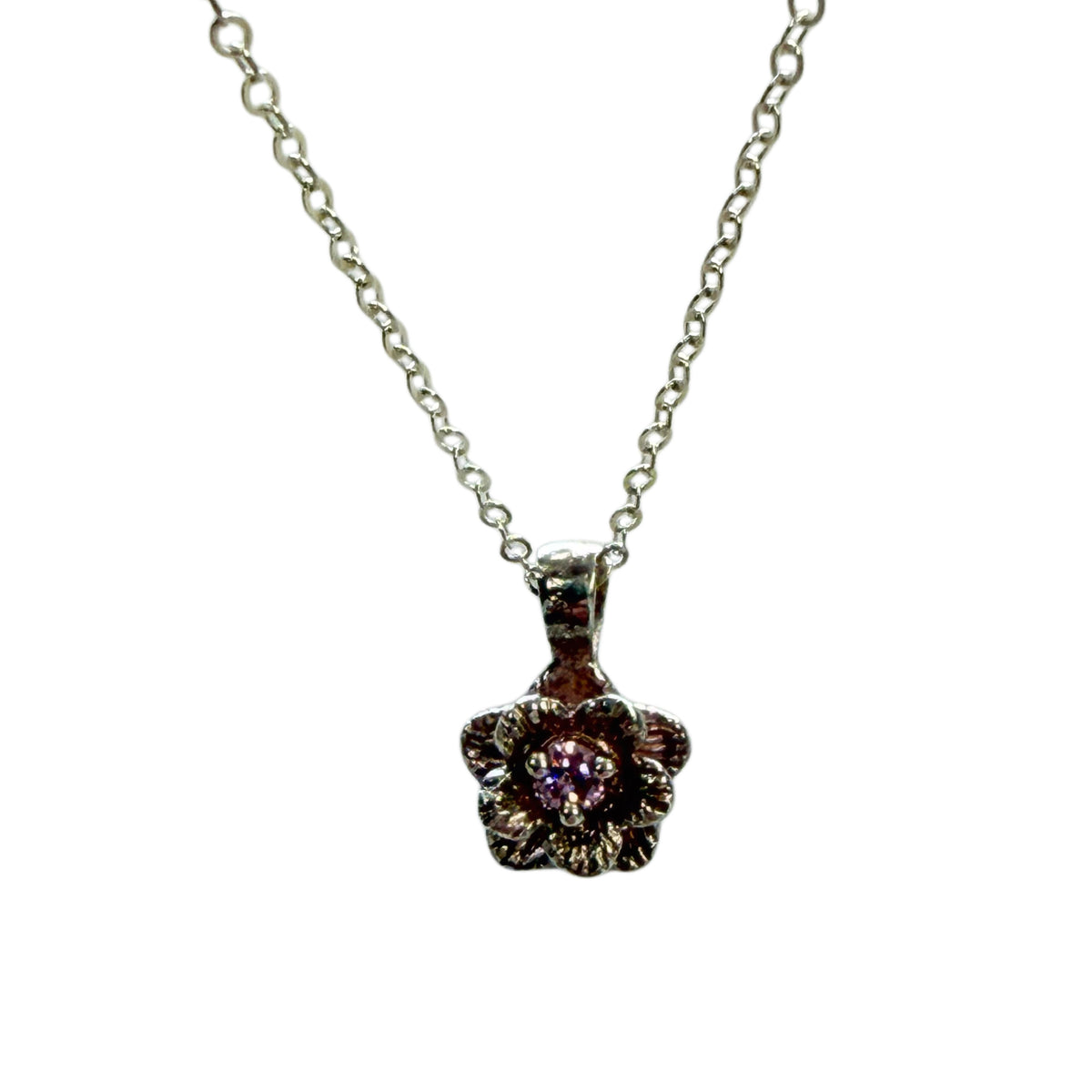 Silver & Cubic Zirconia Flower Necklace