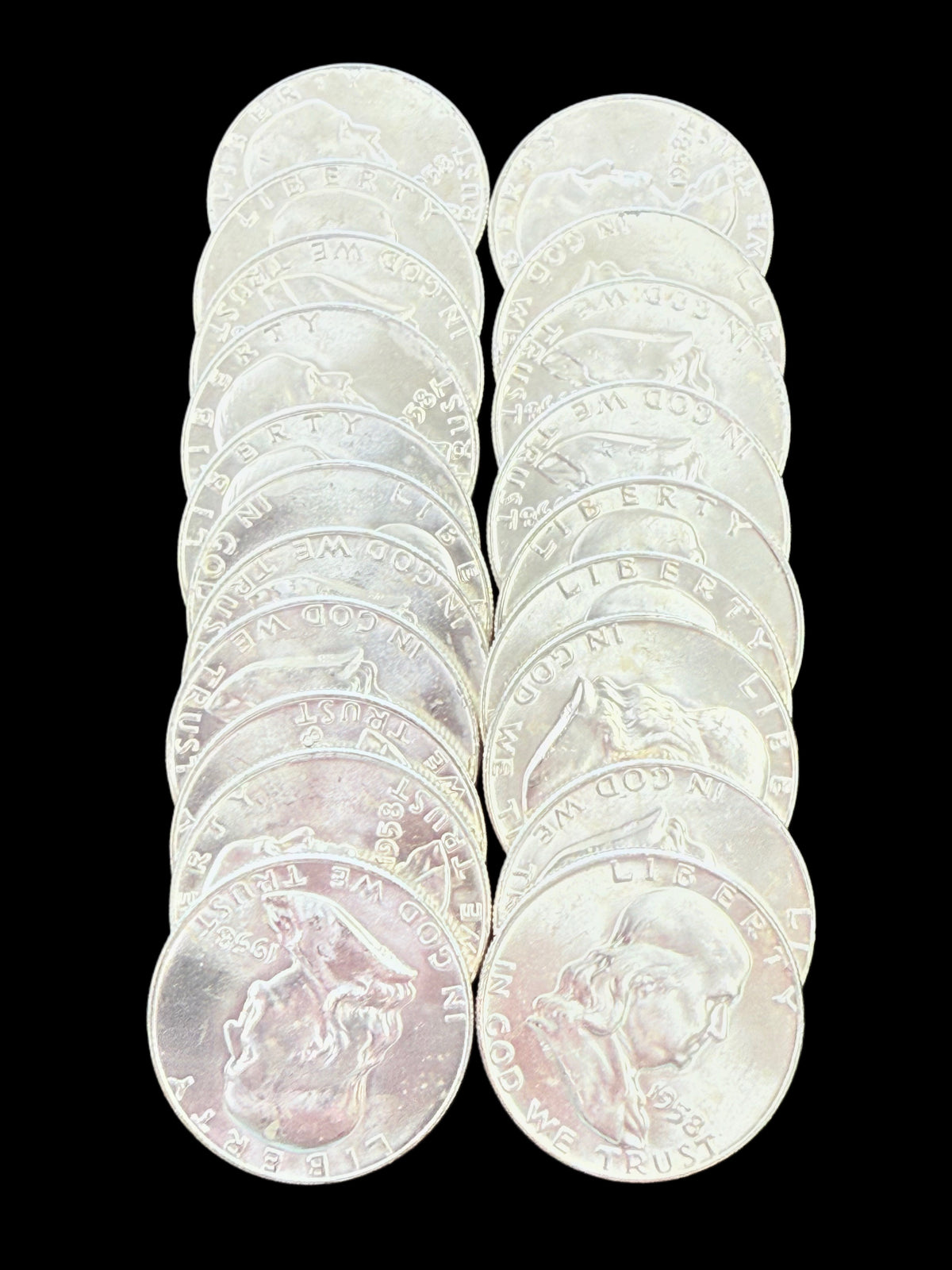 1958-D BU Roll Franklin Half Dollars
