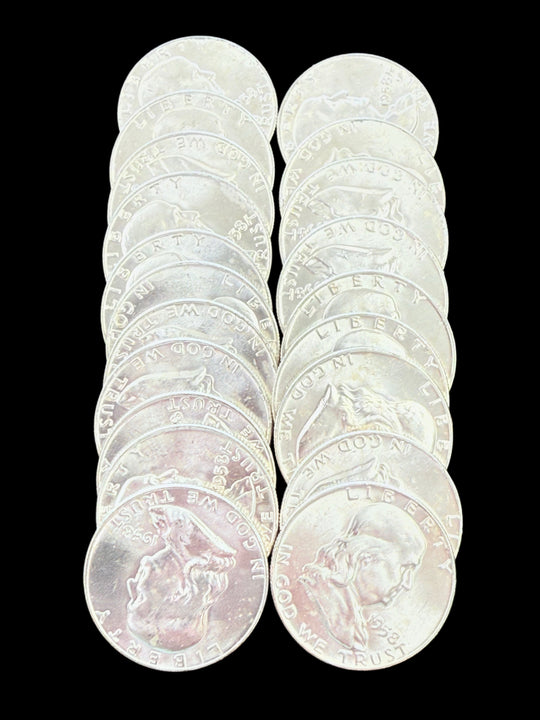 1958-D BU Roll Franklin Half Dollars